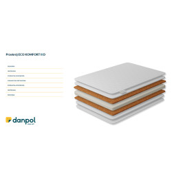 DANPOL Materac kokos-pianka-kokos 140x70x8 KOMFORT II T18MP