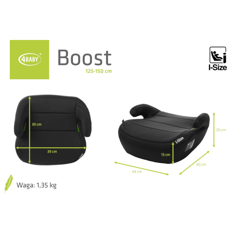 4 BABY Fotelik BOOST 125-150cm BLACK I-SIZE