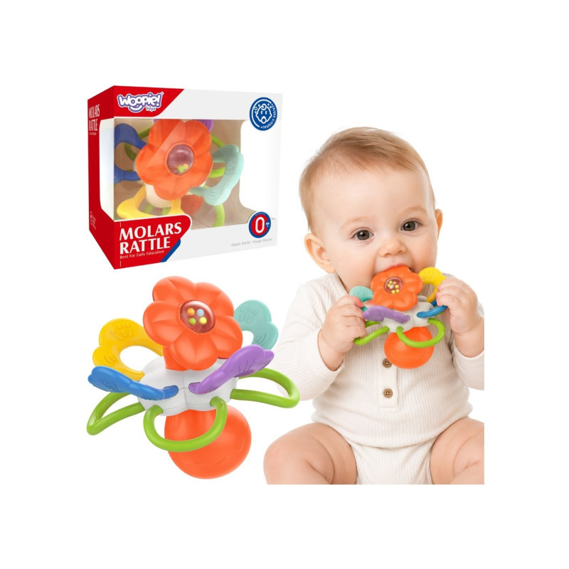 WOOPIE BABY 59394 Sensorische Blumen-Rassel und Beißring